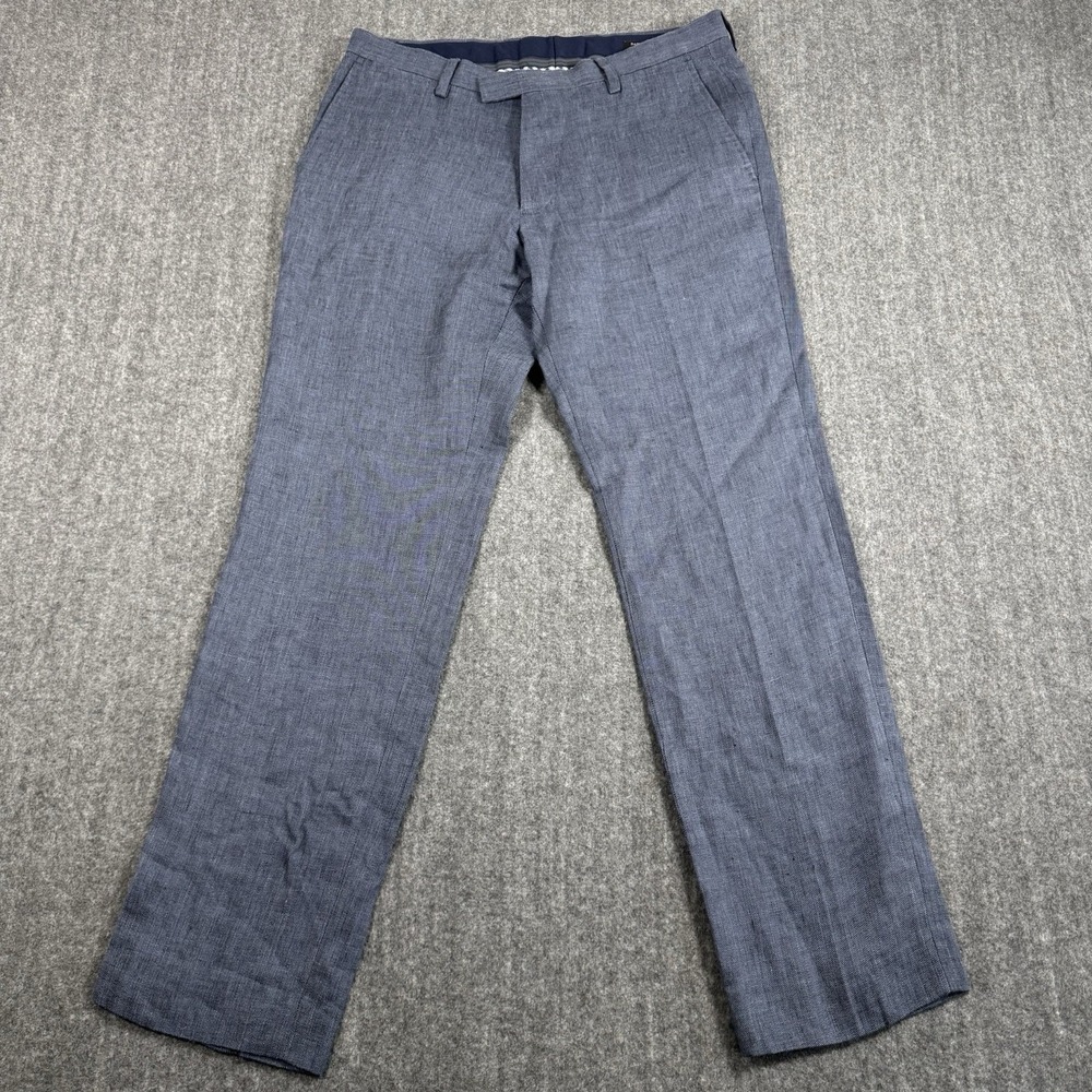 Banana Republic Men's Linen Pants 31x30 Modern Slim Fit Blue Dress Trousers